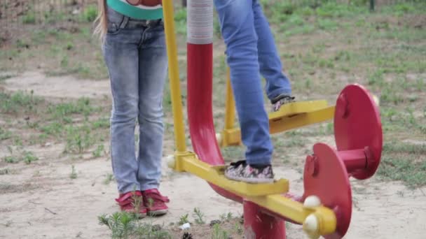 Children Fitness Equipment on the Street — Stockvideo