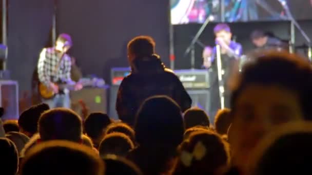 Publiken på rockkonsert — Stockvideo