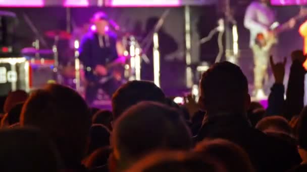 Menigte op rockconcert — Stockvideo