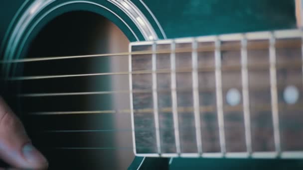 Man Playing Acoustic Guitar. Slow Motion — Stock Video