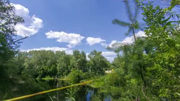 River Nature and Clouds Moving in the Sky. Tiempo de caducidad — Vídeos de Stock