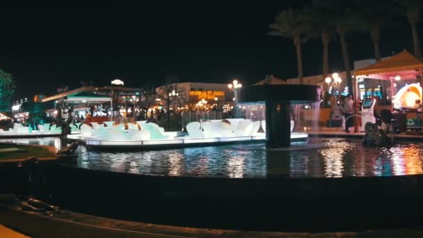 Fontanna na placu Soho w nocy, Egipt — Wideo stockowe