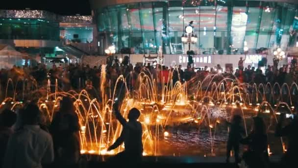 Fontein op Soho Square in de nacht, Egypte — Stockvideo