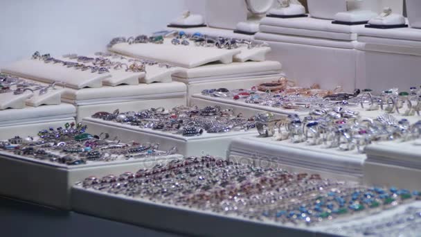 Showcase Store Jeweler Ornaments. — Stock Video