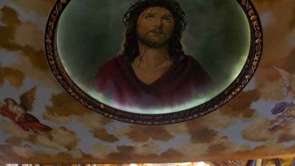 Εικονίδιο του κυρίου του Θεού στη χριστιανική εκκλησία — Αρχείο Βίντεο