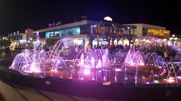 Fountain on Soho Square at Night, Egypt — Stock Video