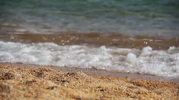 Sandy Beach Kızıl Deniz ve kıyı, Mısır üzerinde dalgalar deniz — Stok video