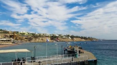 Mısır'daki Beach. Kırmızı Yalı ve Pier beldesinde. Timelapse