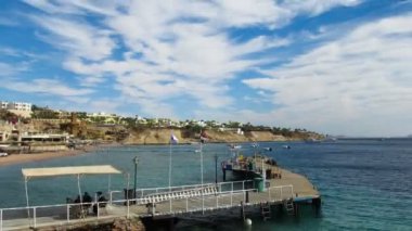 Mısır'daki Beach. Kırmızı Yalı ve Pier beldesinde. Zaman atlamalı