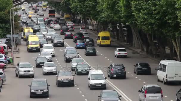 Urban biltrafik på motorvägen — Stockvideo