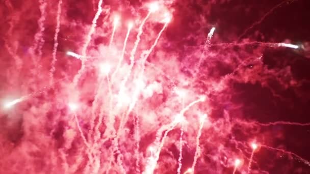 Fiestas de fuegos artificiales en el cielo. Moción lenta — Vídeos de Stock