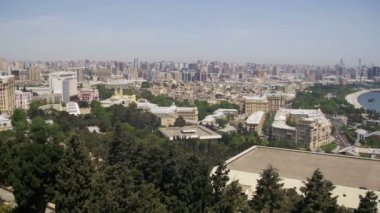 Bakü, Azerbaycan'ın şehre yukarıdan panoramik Vew