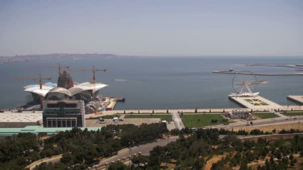 Panoramatické Vew shora do města Baku, Ázerbájdžán — Stock video