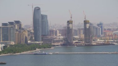 Bakü, Azerbaycan'ın şehre yukarıdan panoramik Vew