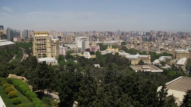 Bakü, Azerbaycan'ın şehre yukarıdan panoramik Vew — Stok video