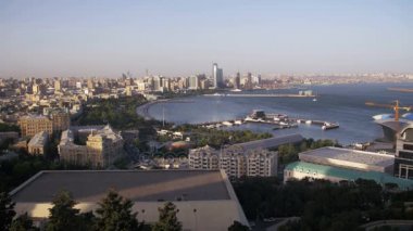 Bakü, Azerbaycan'ın şehre yukarıdan panoramik Vew