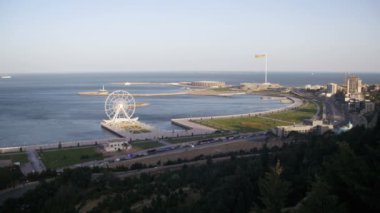 Bakü, Azerbaycan'ın şehre yukarıdan panoramik Vew