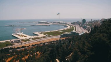 Bakü, Azerbaycan'ın şehre yukarıdan panoramik Vew
