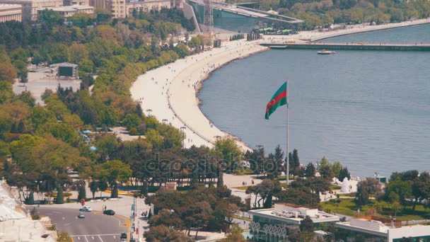 Panorámás Vew felülről a várost, Baku, Azerbajdzsán — Stock videók