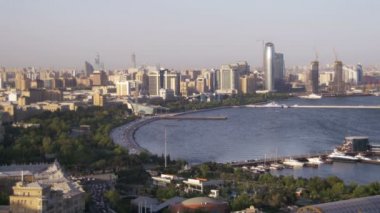 Bakü, Azerbaycan'ın şehre yukarıdan panoramik Vew