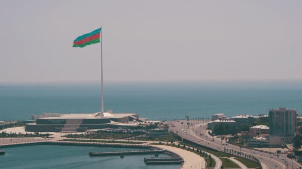 Panoramautsikt över Vew från ovan till staden Baku, Azerbaijan — Stockvideo