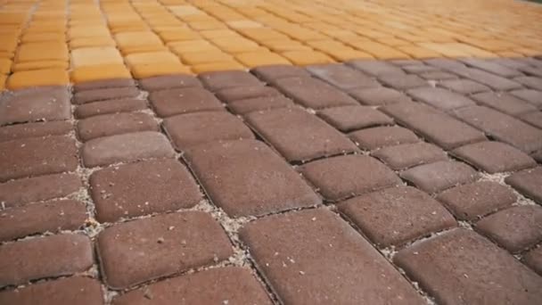 Piedras de pavimentación de colores en un parque en movimiento — Vídeo de stock
