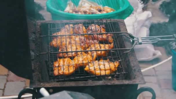 Grilované kuře na grilu — Stock video