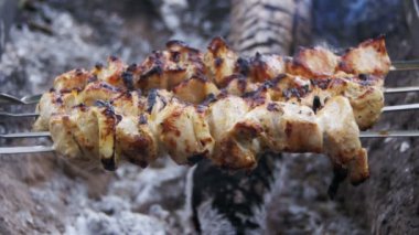 Kebap ile tavuk musun ateş üzerinde pişmiş niteliğine