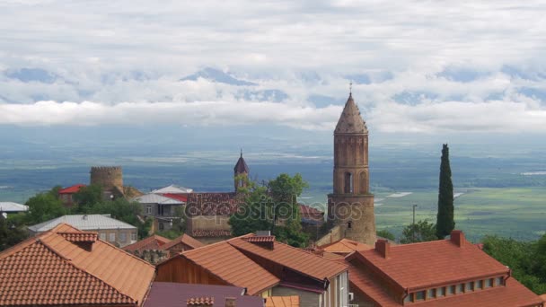 Sighnaghi, Gruzja. Widok z góry krajobraz miasta. — Wideo stockowe