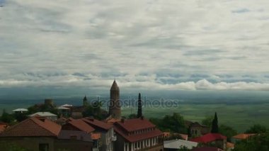 Sighnaghi, Georgia. Manzara şehrin bir görünümünü yukarıda. Zaman atlamalı