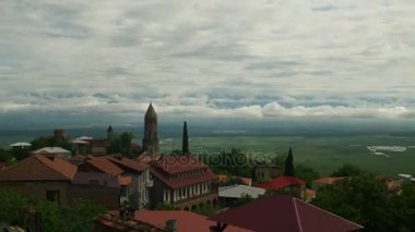 Sighnaghi, Georgia. Panoramik şehir manzara. Timelapse