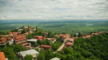 Sighnaghi, Georgia. Panoramik şehir manzara. Zaman atlamalı
