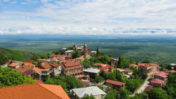 Sighnaghi, Gruzja. Widok z góry krajobraz miasta. Upływ czasu — Wideo stockowe