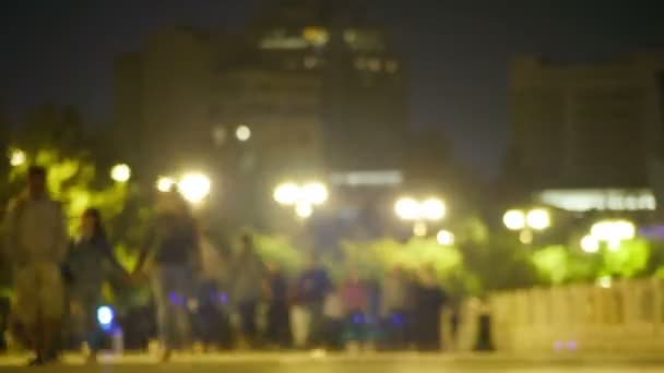 Crowd of People is Walking Along the Night Street. Timelapse. — Stock Video