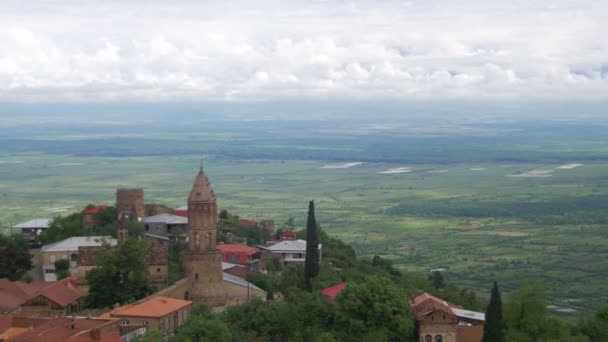 Sighnaghi, Грузія. Вид зверху краєвид міста. — стокове відео