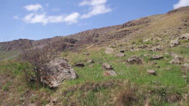 Güzel doğa dağ ve tepe Gürcistan'daki taş görünümünü.