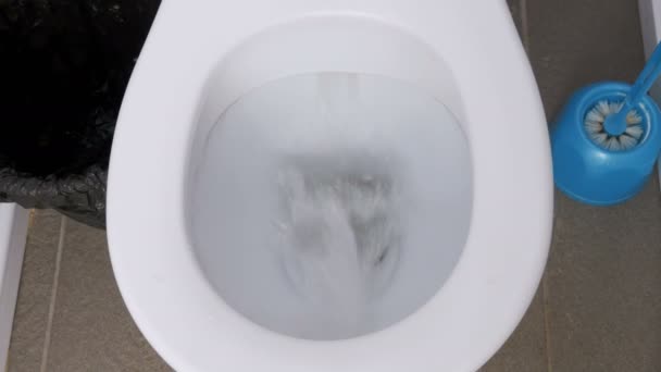 Toilet Flushed Top Down View — Stock Video