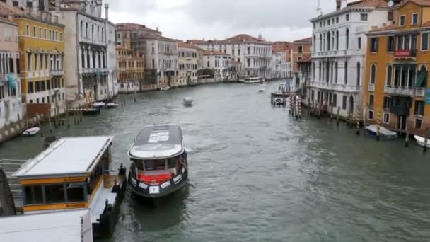 Venedig Italien Grand Canal transportvägar, vy från bron. — Stockvideo