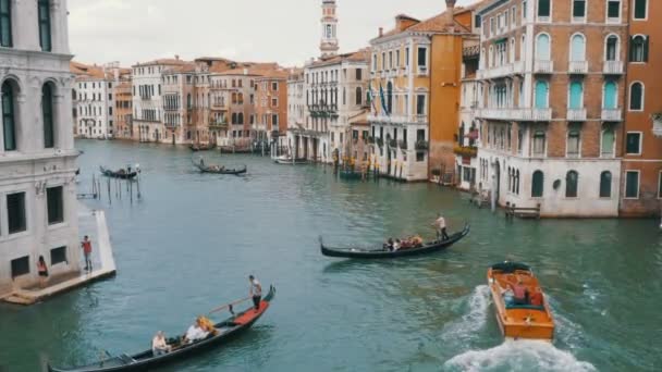 Canal Grande i Venedig, vy från bron — Stockvideo