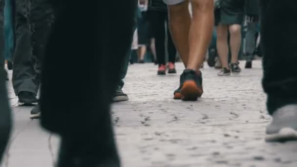 Beine von Menschen, die auf der Straße gehen — Stockvideo