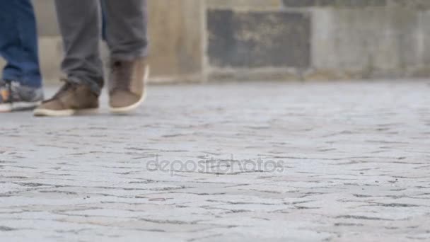 Legs of Crowd People Walking on the Street — Stock Video