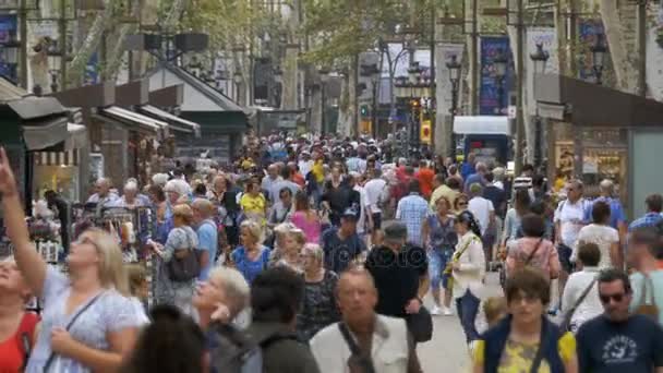 Menigte van anonieme mensen lopen op drukke stad straat — Stockvideo