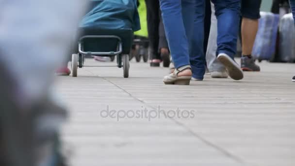 Legs of Crowd People Walking on the Street — Stock Video