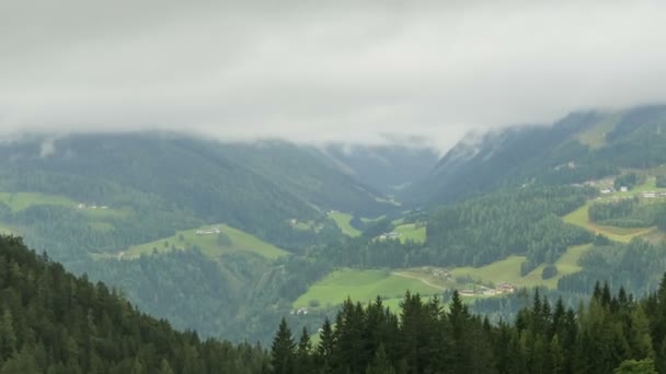 Landscape view of the Clouds Moving over the Hills of the Alpine Mountains. Timelapse — Stock Video