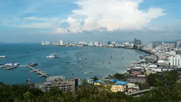 Panoramic view of Pattaya City Beach at Pratumnak Viewpoint. Timelapse. Thailand, Pattaya, Asia — Stock Video