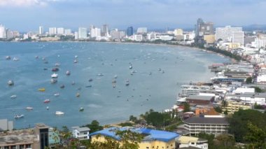 Panoramik Pattaya City Beach ve Körfez Siam Tayland. Tayland, Pattaya, Asya