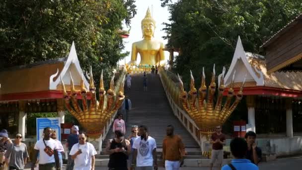 大きな黄金の仏像、パタヤの寺。タイ — ストック動画