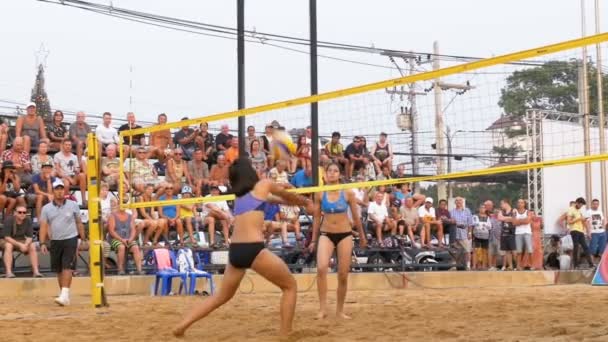 Womens Beach Volleyball Championship in Thailandia. Rallentatore — Video Stock