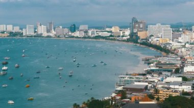 Panoramik Pattaya City Beach ve Körfez Siam Tayland. Tayland, Pattaya, Asya