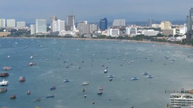 Panoramik Pattaya City Beach ve Körfez Siam Tayland. Tayland, Pattaya, Asya